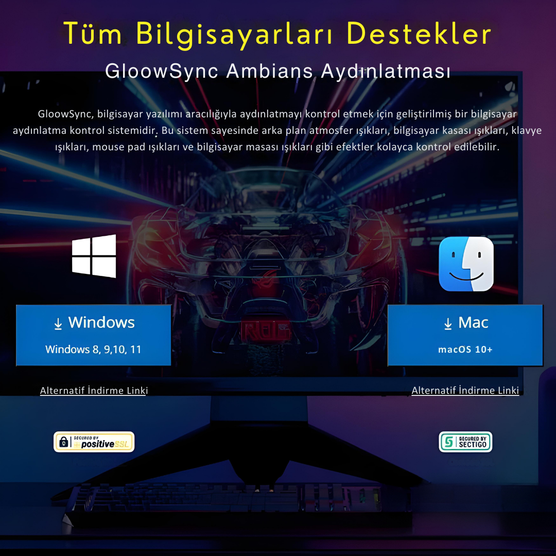 Visiongloow | Bilgisayar Arkası Ambiyans Aydınlatma